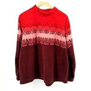 Croft & Barrow Fleece Pullover Fair Isle Womens Sz XXL Casual Comfy Snowflake‎